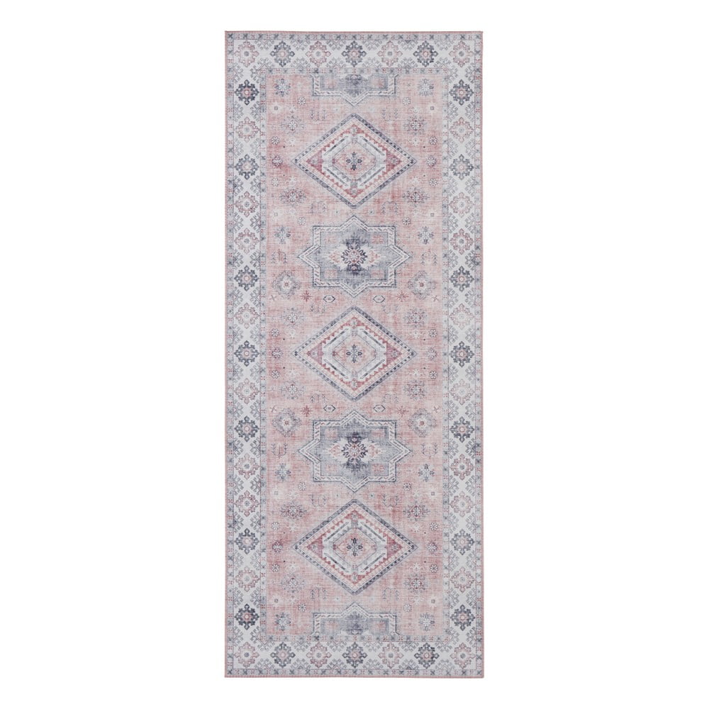 Jasnoróżowy chodnik Nouristan Gratia, 80x200 cm