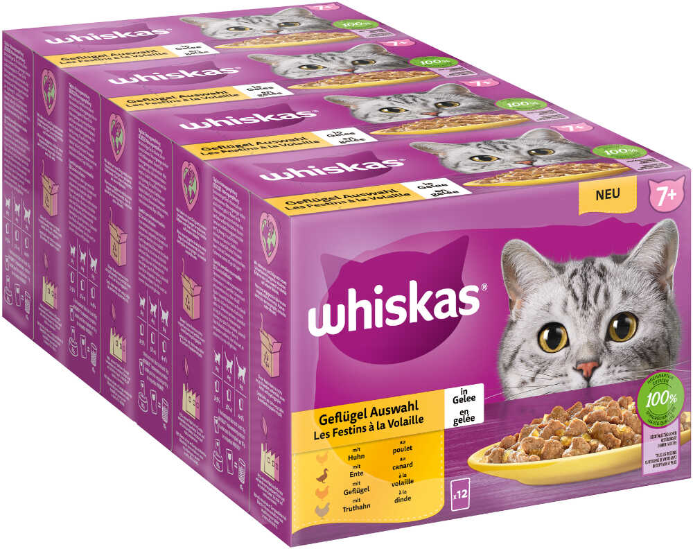 Zestaw Whiskas Senior, saszetki, 48 x 85 g - 7+ Wybór dań drobiowych w galarecie