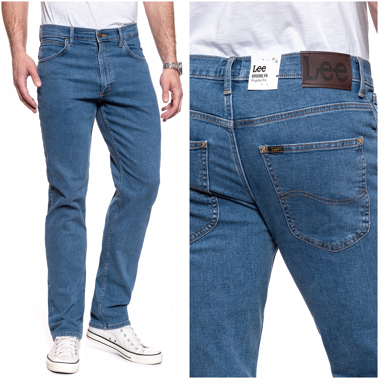 Lee Brooklyn Męskie Spodnie Jeansy Proste W38 L32