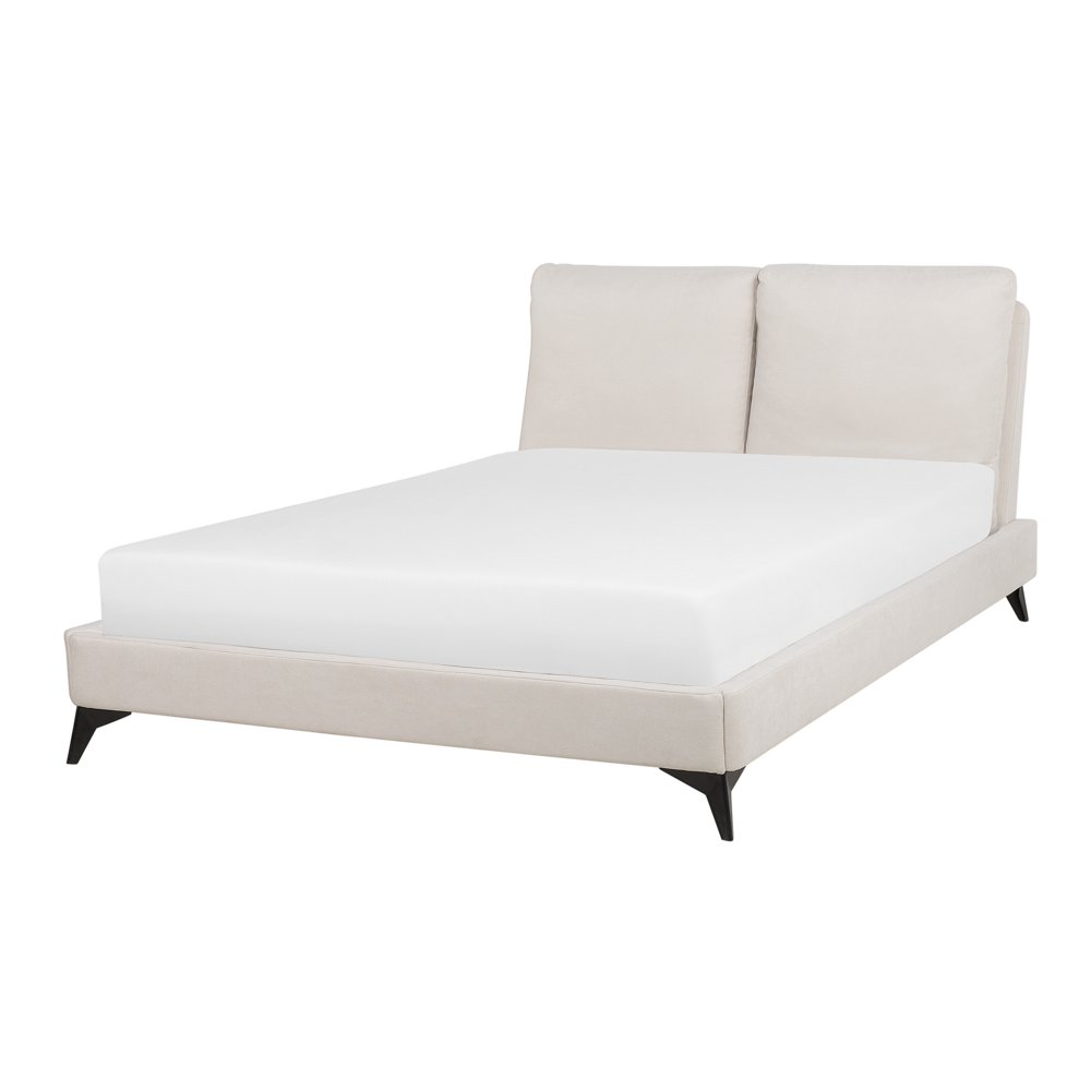 Beliani Łóżko welurowe 160 x 200 cm beżowe MELLE