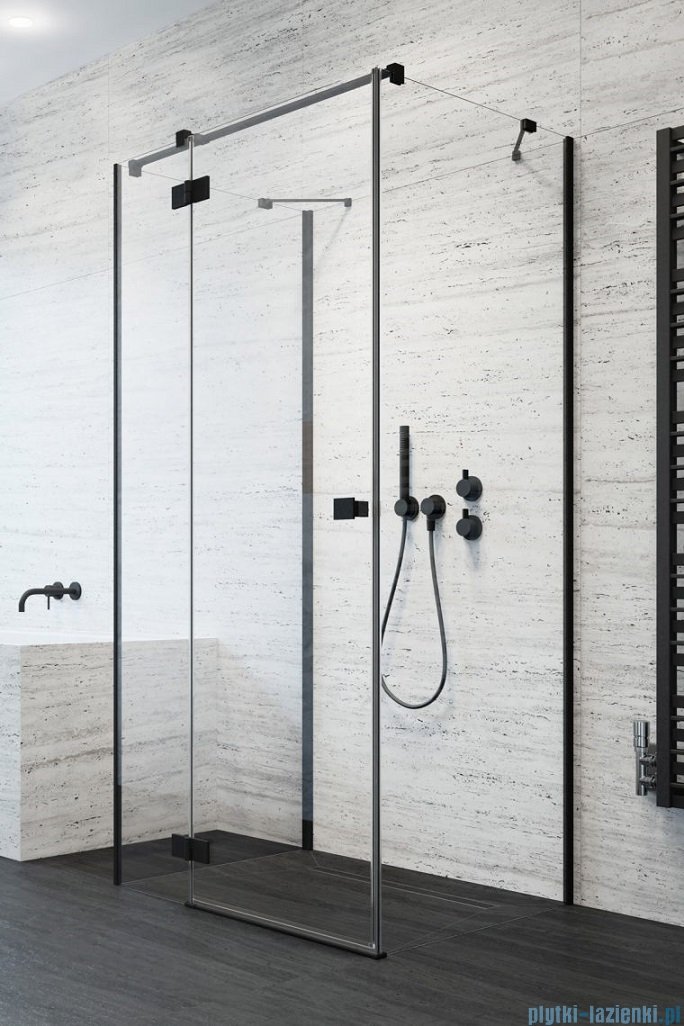 Radaway Essenza Black Kdj+S kabina 80x100x80cm lewa szkło przejrzyste 1384051-01-01/1385022-54-01L/1384051-01-01