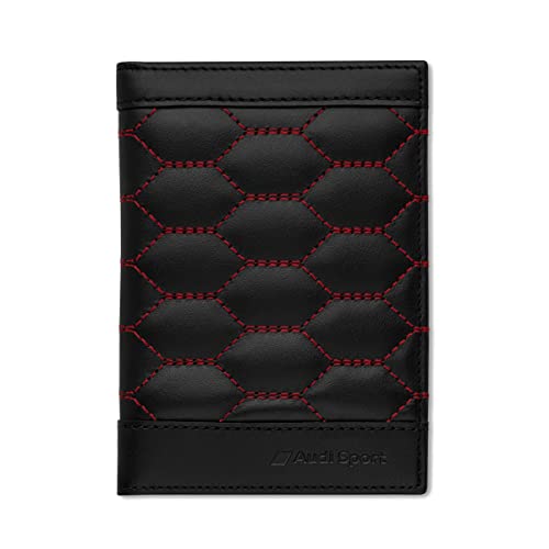 Audi 3152201500 etui na dowód rejestracyjny pojazdu, skórzany pokrowiec, dokumenty pojazdu, etui RFID, czarno-czerwone, Audi Sport Design
