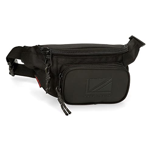 Pepe Jeans Bromley LDN torba na pasek z torbą, czarna, 35 x 13 x 5 cm, poliester z detalami ze sztucznej skóry