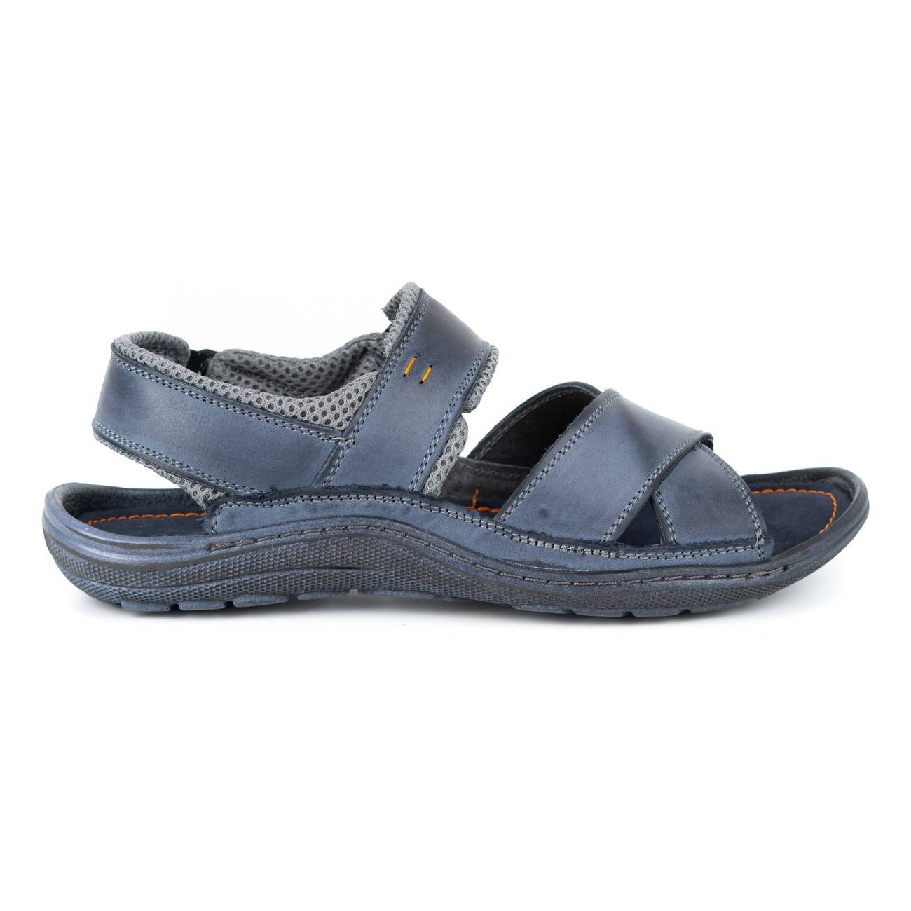 Sandały męskie skórzane 336GT granatowe - Buty Olivier