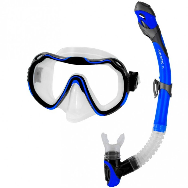 Aqua-speed nurkowania Set okulary dla dorosłych i dzieci nurek + fajka z QuickFit system morze # asjava Elba, niebieski Aqua Speed_5908217631138