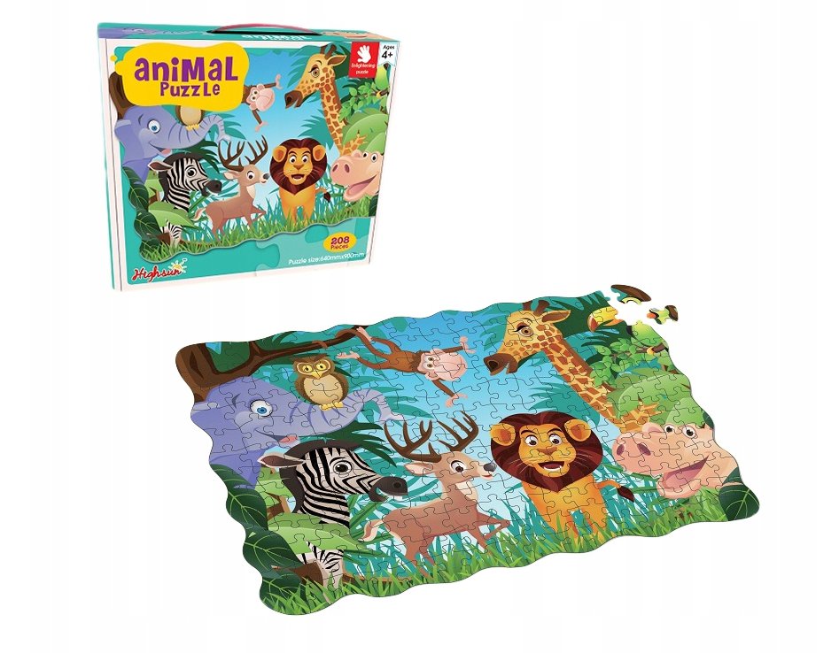 Duże 90x64 Kolorowe Puzzle Zwierzęta Safari 208el