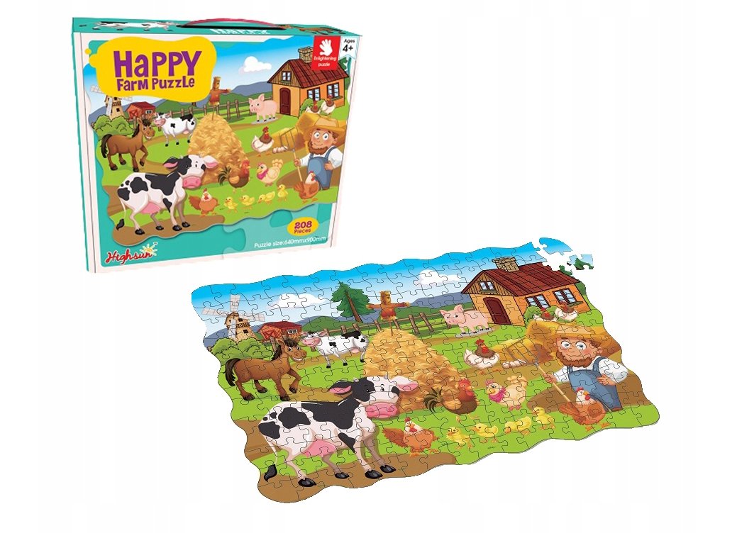 Duże 90x64 Kolorowe Puzzle Wesoła Farma 208el