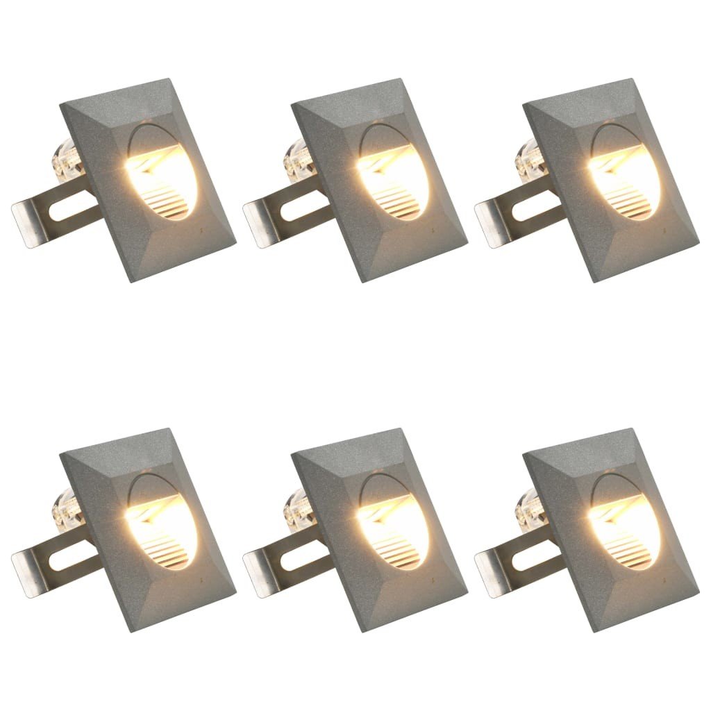 vidaXL Lampy ścienne zewnętrzne LED, 6 szt., 5 W, srebrne, kwadratowe