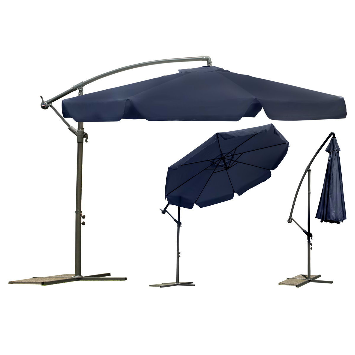 Plonos Parasol ogrodowy składany 8 segmentów Granatowy 350 cm 4233