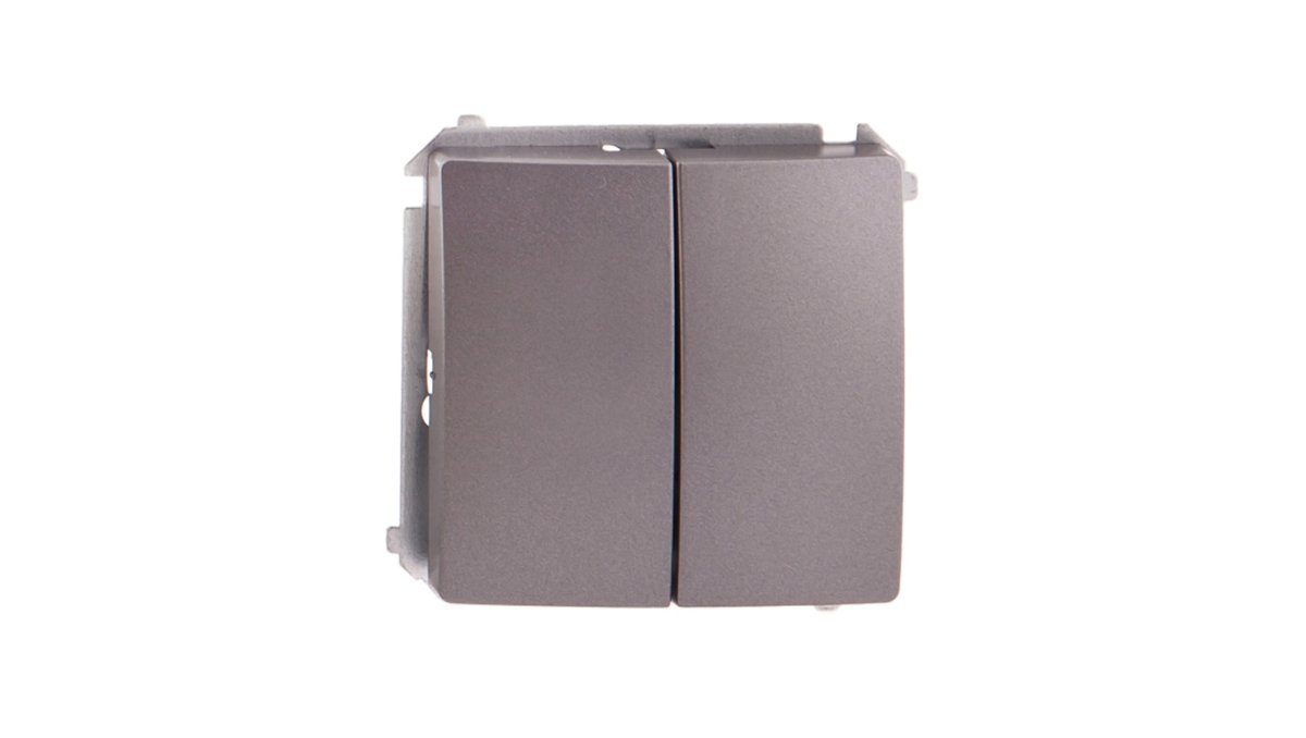 Simon Włącznik podwójny BASIC inox, metalizowany