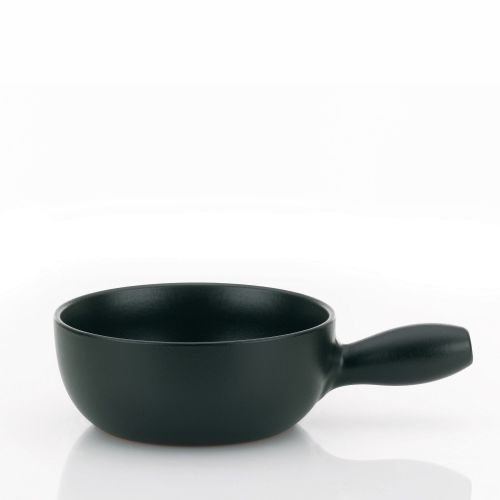 Kela Basel 366575 rondel do fondue serowego z ogniotrwałej ceramiki, średnica: 22 cm, 1 l, czarny 66575