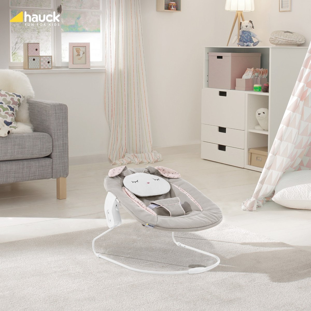 Hauck leżaczek dziecięcy Alpha Bouncer 2 in 1 Pastell Bear light grey