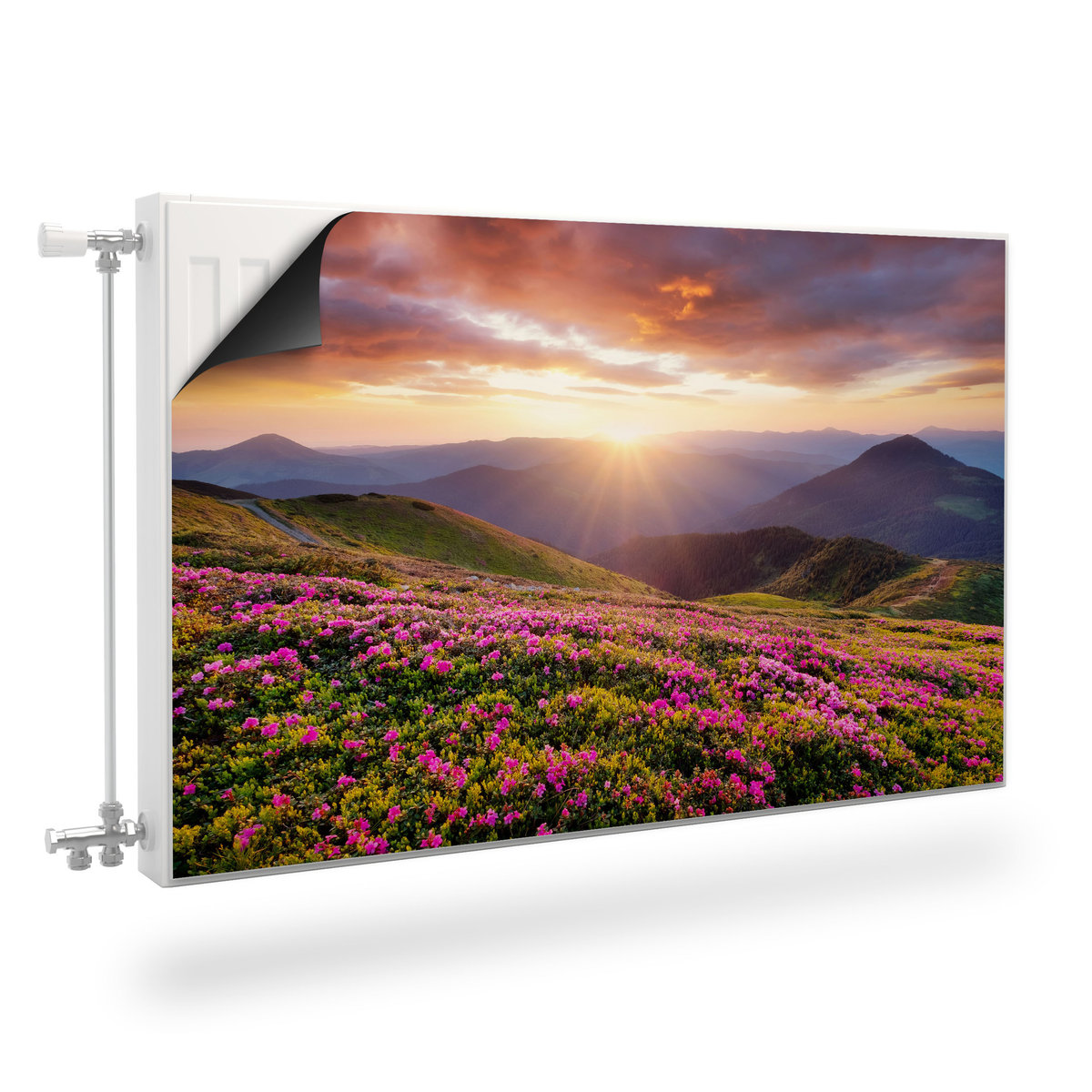 Magnetyczna MASKOWNICA Grzejnika Kwiaty Krajobraz Górski 100cm x 60cm