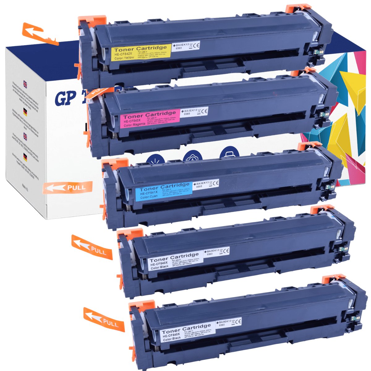 5x Toner do CF540x LaserJet Pro MFP M254 DW M280 NW M281 FDN M281 FDW Zestaw CMYKK