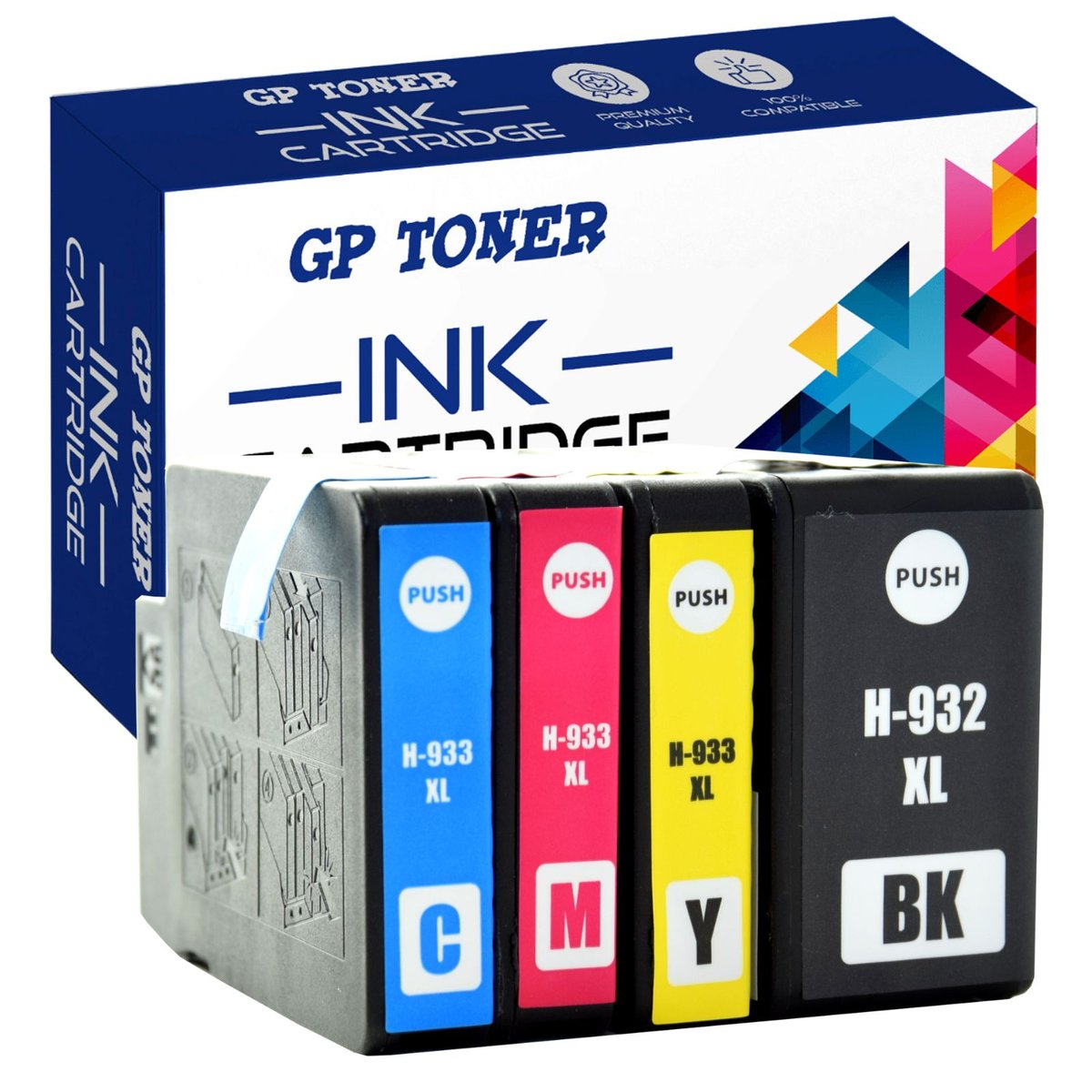 4x Tusz do HP OfficeJet 6100 6600 6700 7110 7510 7600 7610 7612 932XL 933XL CMYK