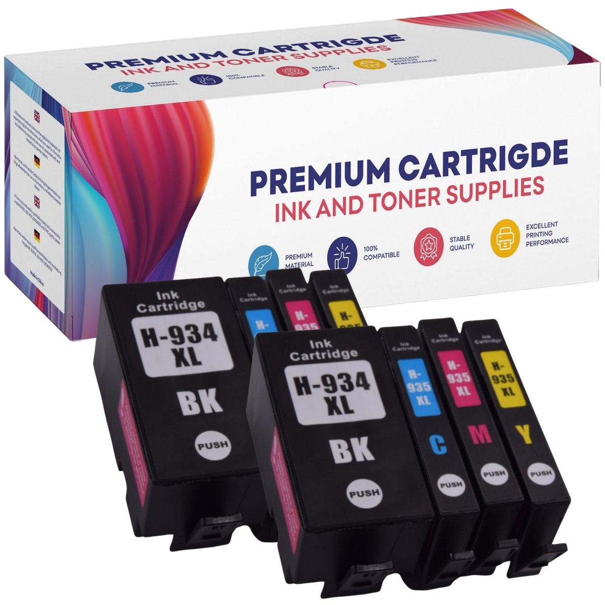 8x Tusze do HP 934 935 XL OfficeJet Pro 6820 6825 6220 6230 6830 6836 Zestaw 2x CMYK