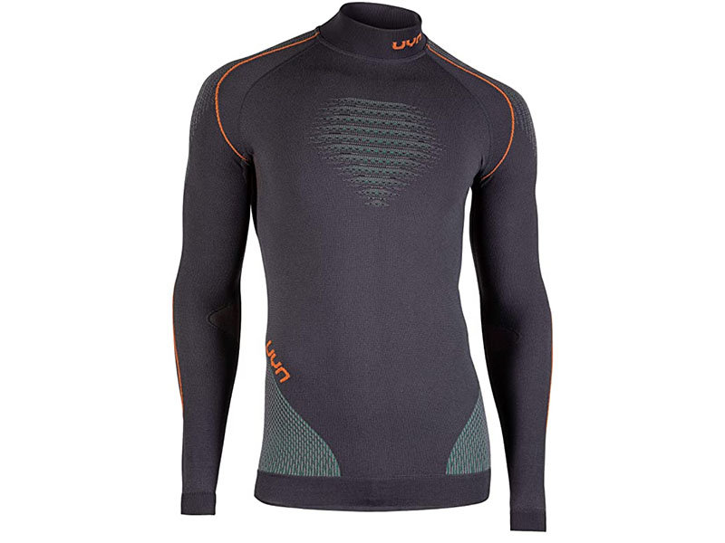 Męska koszulka termoaktywna UYN Evolutyon uw Turtle Neck Charcoal/Green/Orange sh