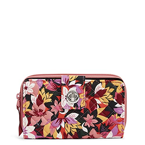 Vera Bradley Damski portfel z bawełny z recyklingu z ochroną RFID, Rosa Floral, jeden rozmiar