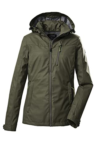 Killtec Damska kurtka softshell / kurtka outdoorowa z odpinanym kapturem KOS 91 WMN SFTSHLL JCKT; ciemnooliwkowa, 34, 39141-000