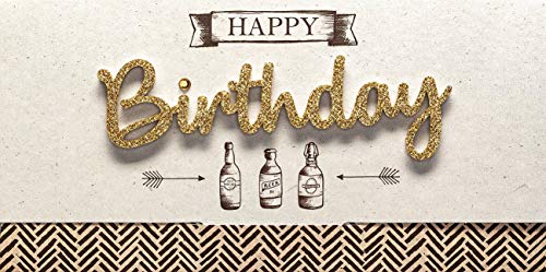 Kartka urodzinowa Lettering Surprise - Happy Birthday, butelki - 11 x 22 cm