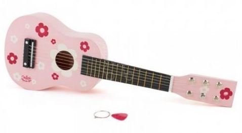 Vilac Dziecięcy instrument muzyczny różowa gitara z kwiatami