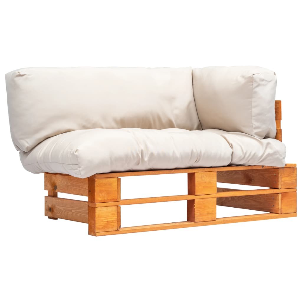 vidaXL Sofa ogrodowa z palet z piaskowymi poduszkami, sosna FSC