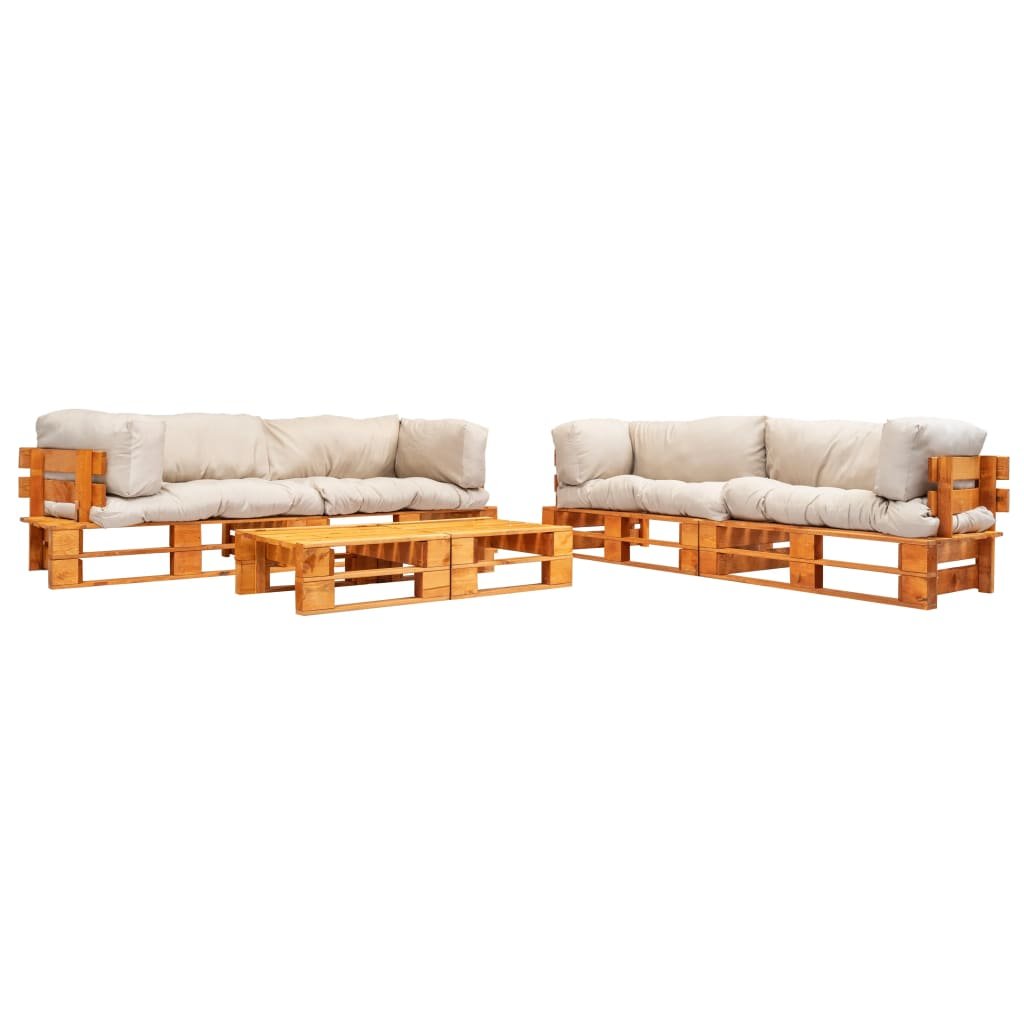 vidaXL 6-cz. zestaw ogrodowy, palety z drewna FSC, piaskowe poduszki