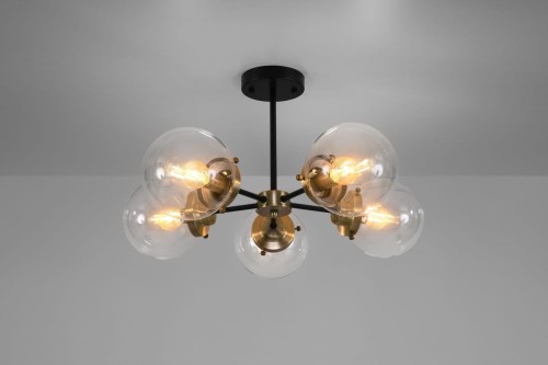 Candellux Industrialny plafon LENS 35-01306 szklane kule sufitowe bubbles czarne patyna 35-01306