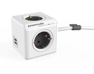 PowerCube Listwa zasilająca Allocacoc Extended USB3 m szary Typ F 1407/DEEUPC