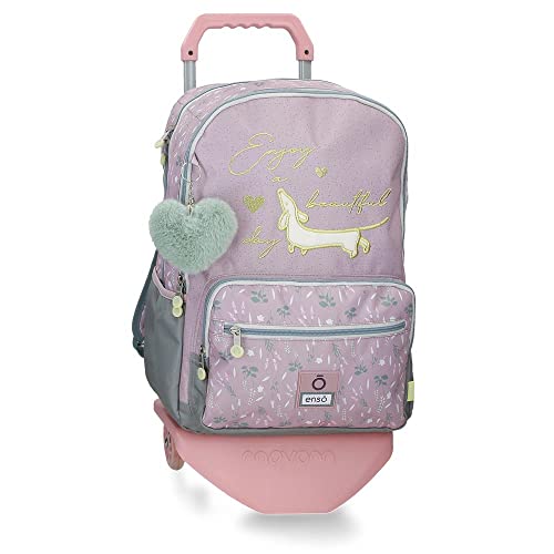 Enso Beautiful Day Plecak szkolny Podwójna komora z wózkiem Fioletowy 32x44x17 cms Poliester 23.94L, Fioletowy, Talla única, Plecak szkolny podwójny schowek z wózkiem