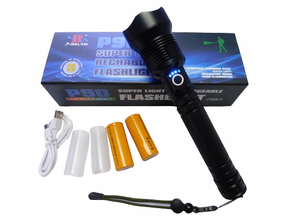 Latarka XHP90 Taktyczna Mocna Led Zoom Usb