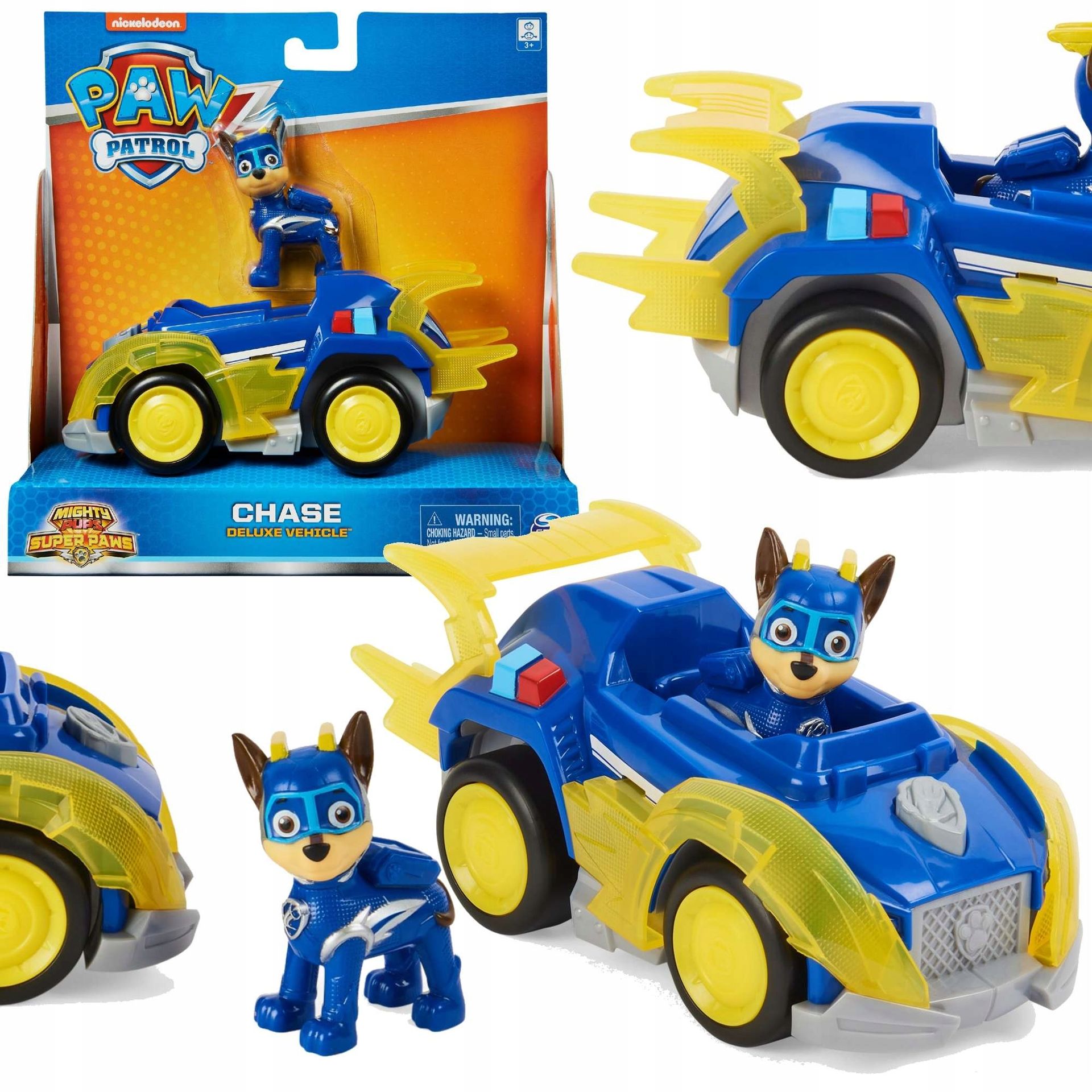 Psi Patrol Chase figurka + pojazd deluxe Mighty Pups Kosmopieski