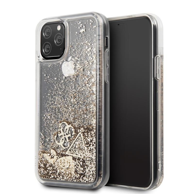 GUESS Guess Liquid Glitter Hearts Etui do iPhone 11 Pro (złoty) GUHCN58GLHFLGO