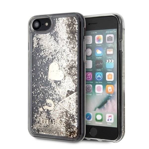 Guess Hardcase do Samsung Galaxy S10e złoty/Glitter Hearts GUHCS10LGLHFLGO
