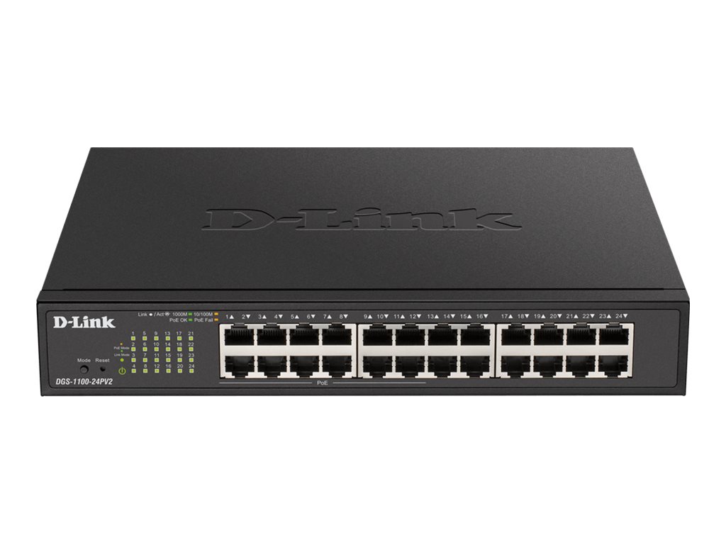 D-LINK 24-Port Layer2 PoE Gigabit Smart Switch 24x 10/100/1000Mbit/s TP RJ-45 Port of which 12 x PoE 802.3af/802.3at802.3x Flow