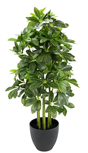Sztuczna roślina Schefflera w doniczce z tworzywa sztucznego, Real Touch, roślina pokojowa, roślina dekoracyjna, zielona, jedwabna roślina biurowa, Schefflera, Aralia, sztuczne drzewo, aralia