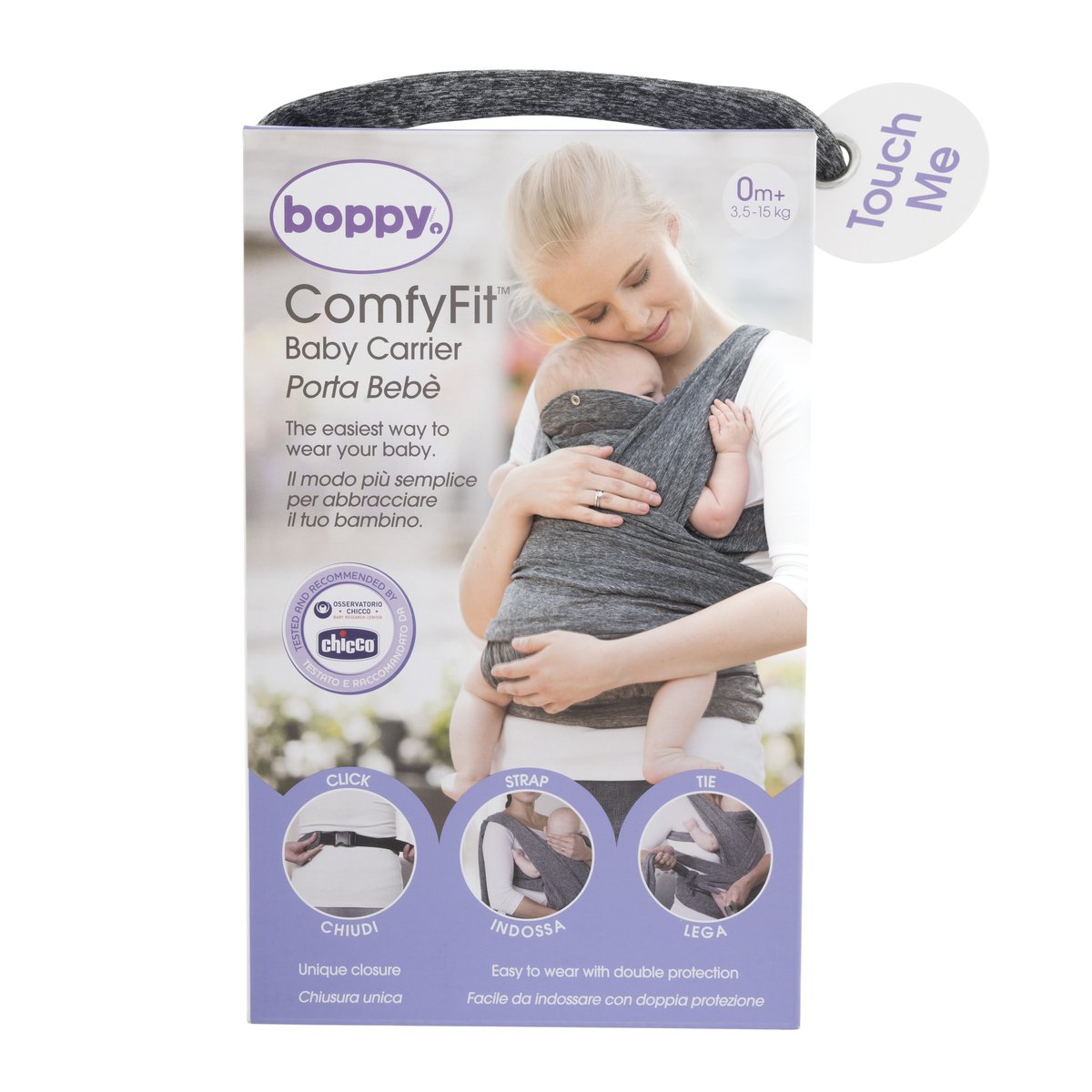 Chicco Nosidełko Boppy ComfyFit 0+ Grey miękkie 07079949470000 Enova35896