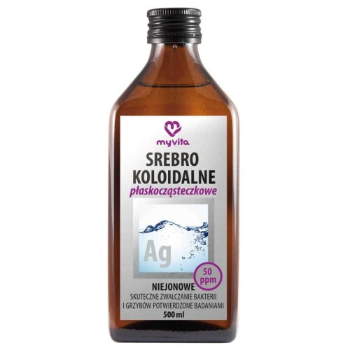 MyVita Srebro koloidalne Ag niejonowe płaskocząsteczkowe 50 ppm 500 ml 5903021592231