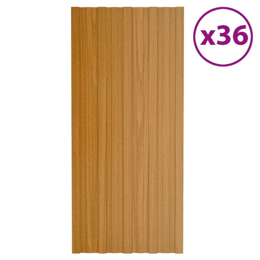 shumee Panele dachowe 36 szt. stal kolor jasnego drewna 100x45 cm