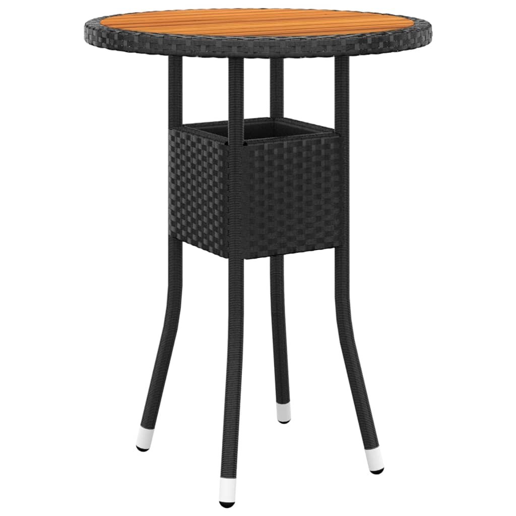 Vidaxl Stolik Ogrodowy, Ø60X75 Cm, Akacja I Rattan Pe, Czarny