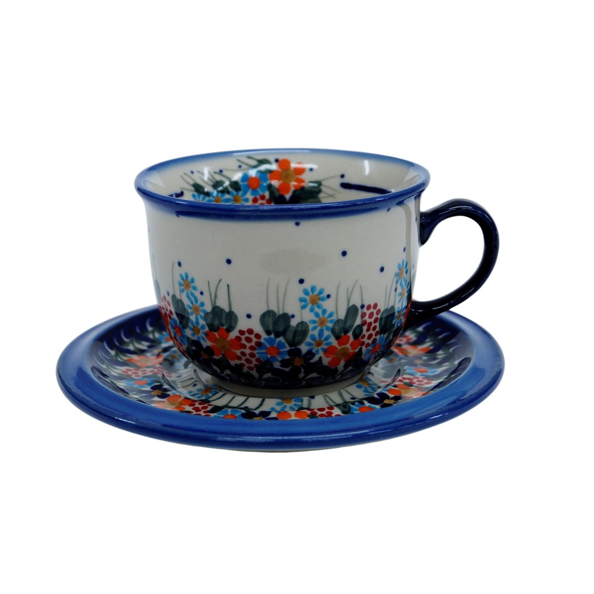 Ceramiczna filiżanka i spodek Ceramika Bolesławiec