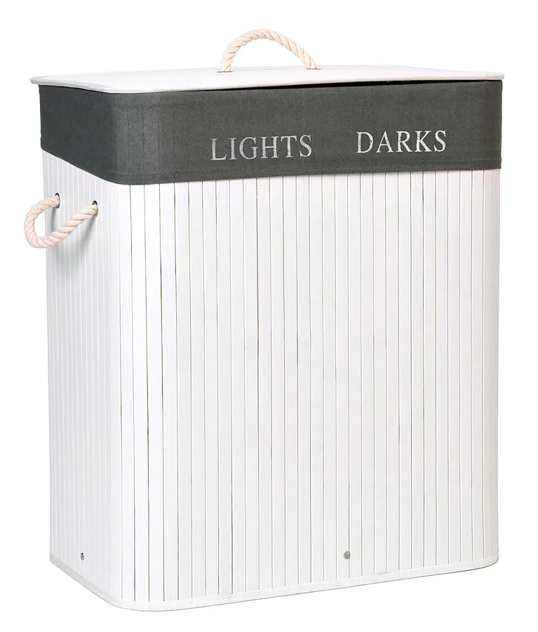 Biało Szary Bambusowy Kosz Na Pranie G4-A11