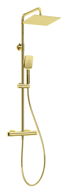 Deante Zestaw prysznicowy natynkowy termostatyczny z deszczownicą złoty NACZ4HT