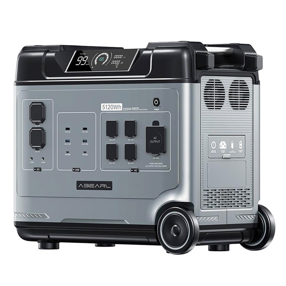 OUOUKITEL ABEARL P5000 Portable Power Station, 5120Wh LiFePO4 Battery, 2200W Output, Seamless 2000W UPS, 15 Outputs