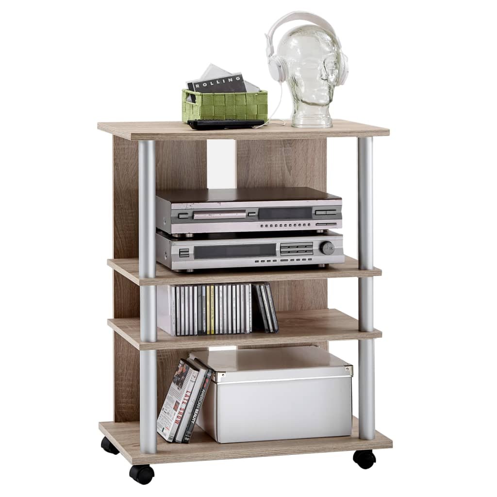 FMD Mobel FMD Regał na TV/Hi-Fi, 3 półki, 65 x 40 x 79,2 cm, kolor dębowy