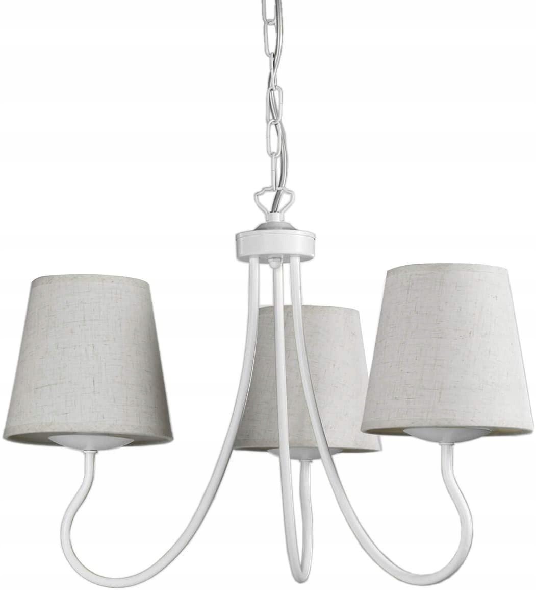 ONLI Lampa wisząca Margot trzy klosze z tkaniny biała