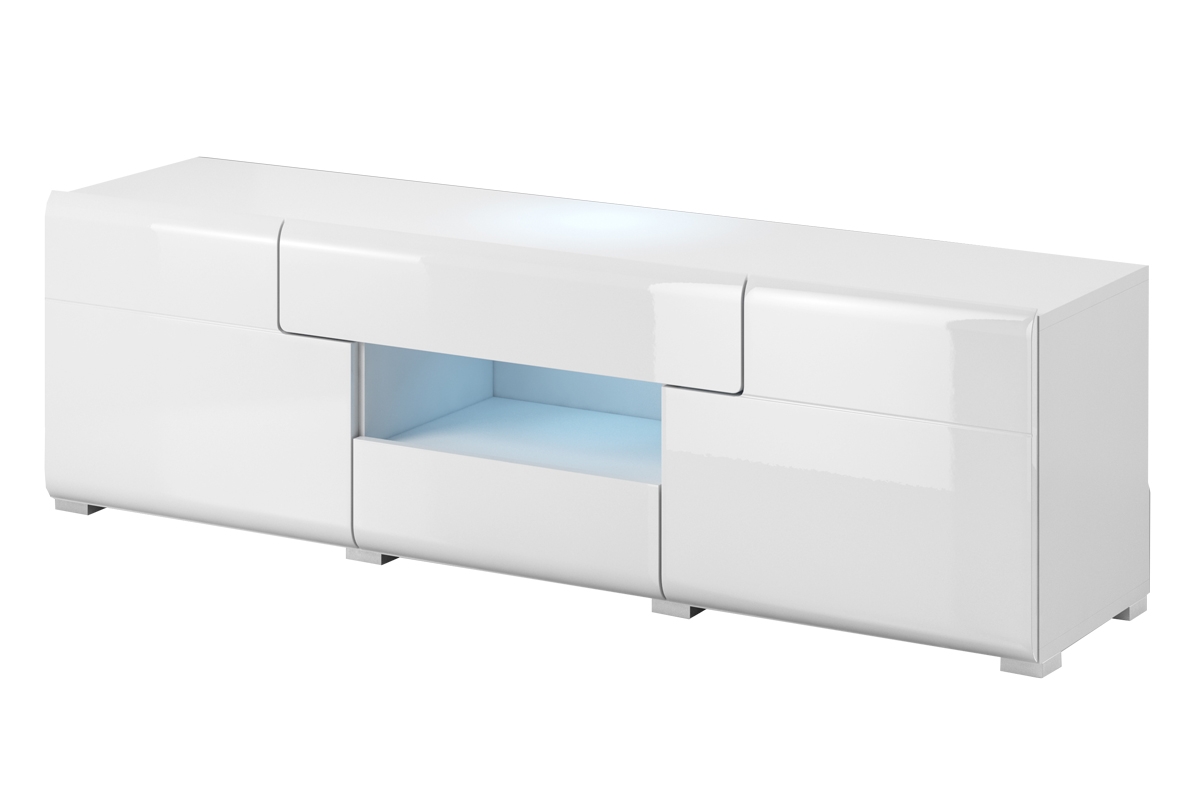 Szafka RTV dwudrzwiowa z szufladami i wnęką Toledo 41 - biały połysk