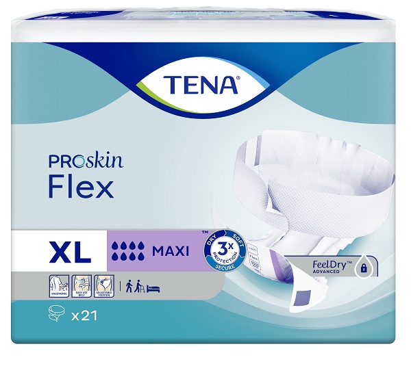 SCA Tena ESSITY POLAND SP. Z O.O. ProSkin Flex Maxi pieluchomajtki z regulowanym pasem mocującym rozmiar XL 21 sztuk 9091956