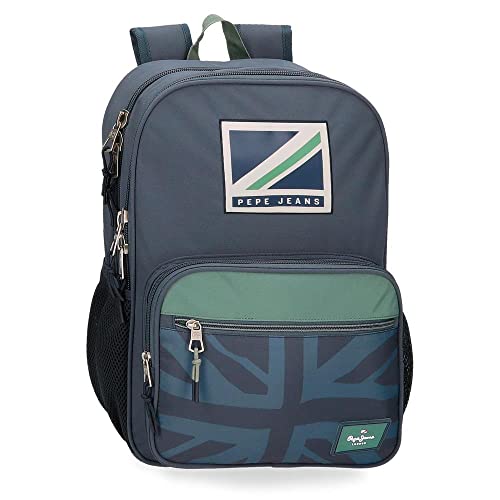 Pepe Jeans Tom Plecak szkolny Podwójna komora Przystosowany do wózka Niebieski 15.6L 30x40x13 cms Poliester, niebieski, Talla única, Plecak szkolny z podwójną komorą adaptacyjną do wózka