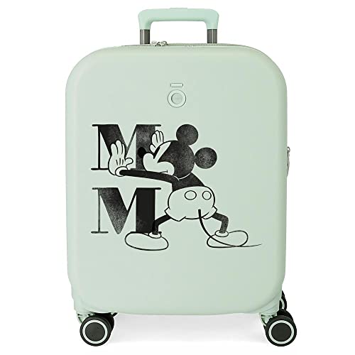 Disney Mickey Happiness Walizka kabiny Zielony 40x55x20 cms Twarde mocowanie ABS Wbudowany 37L 2,74 kg 4 koła Podwójne bagaż ręczny, Zielony, Maleta de cabina, Walizka kabinowa
